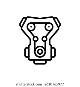 car engine outline icon.  black line illustration.