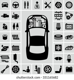 Car Engine Parts Vector icons