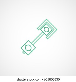 Car Engine Piston Green Line Icon On White Background