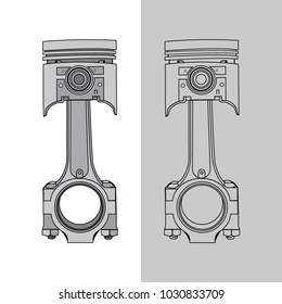 Car engine piston. Vector illustration.
