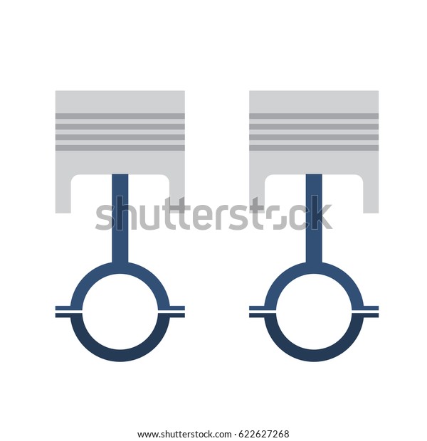 Car engine piston. Vector set isolated.\
Two variants.Color print on a white\
background.