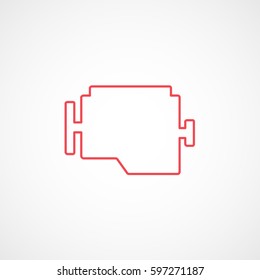 Car Engine Red Line Icon On White Background