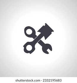 car engine repair service icon. car engine piston with wrench icon.