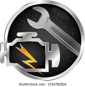 Car engine repair and service wrench symbol