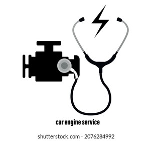 car engine, service maintenance concept. editable vector.
