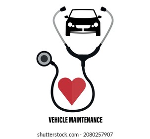 car engine, service maintenance concept. editable vector.