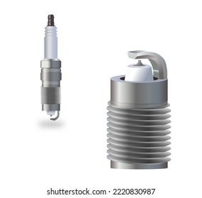 car engine spark plugs close up vector illustration