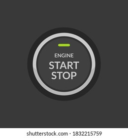 Car Engine Start Stop Button Ignition. Push Circle Button Engine Stop Start Quality