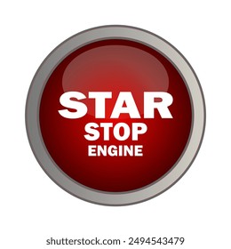 Car engine start and stop button with red and border red, textured background, Vector illustration EPS 10