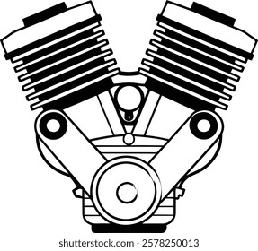 car engine symbol, stylized vector silhouette of automobile motor