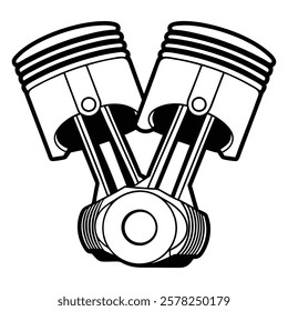 car engine symbol, stylized vector silhouette of automobile motor