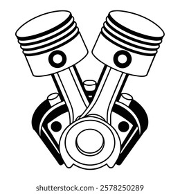 car engine symbol, stylized vector silhouette of automobile motor.