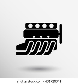 car engine symbol vector silhouette of automobile motor on white background.