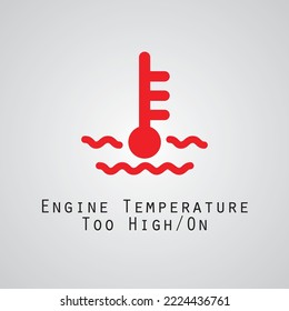 Car engine temperature too high dashboard panel minimal flat icon warning lights isolated vector illustration