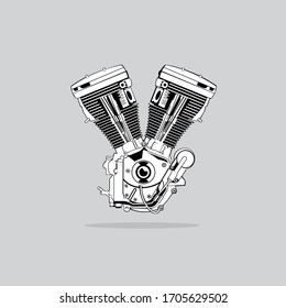 car engine vector logo in white background