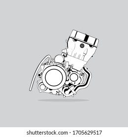 car engine vector logo in white background