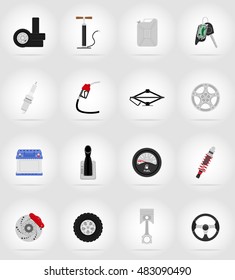 car equipment flat icons vector illustration