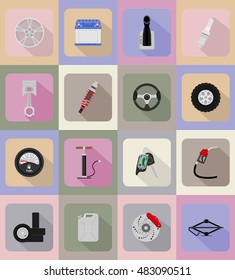 car equipment flat icons vector illustration isolated on background