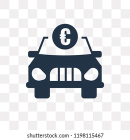 Car with euro vector icon isolated on transparent background, Car with euro transparency concept can be used web and mobile