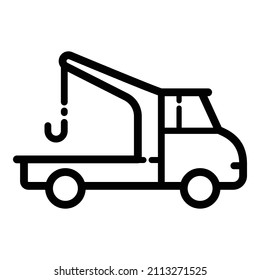 Icono plano del evacuador de coches aislado en fondo blanco
