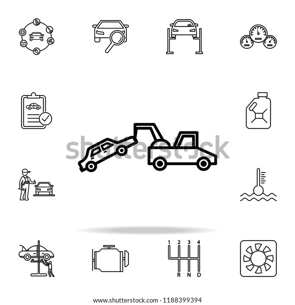 car in
evacuator icon. Cars service and repair parts icons universal set
for web and mobile on colored
background