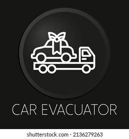 car evacuator minimal vector line icon on 3D button isolated on black background. Premium Vector.
