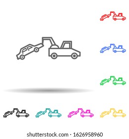 car in evacuator multi color style icon. Simple thin line, outline vector of cars service and repair parts icons for ui and ux, website or mobile application