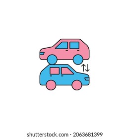 Vector de icono colorido para intercambio de coches