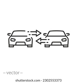 car exchange icon, thin line symbol - editable stroke vector illustration