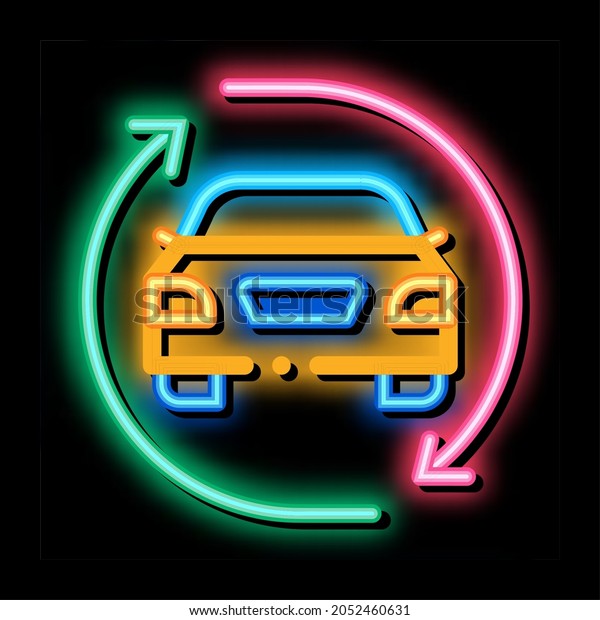 car exchange neon\
light sign vector. Glowing bright icon car exchange sign.\
transparent symbol\
illustration