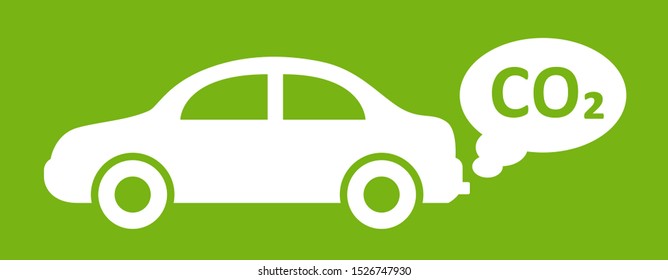 Car With Exhaust CO2 Clouds Vector Illustration