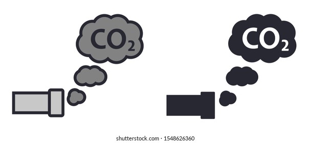 Car exhaust with CO2 pollution cloud icon