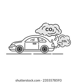 car exhaust, co2, smoke, isolated icon on white background