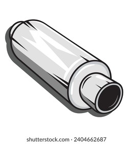 car exhaust pipe muffler flat vector modern illustration