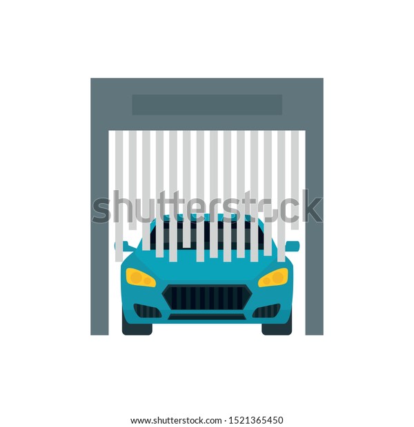 Car exit from wash\
garage icon. Flat illustration of car exit from wash garage vector\
icon for web design