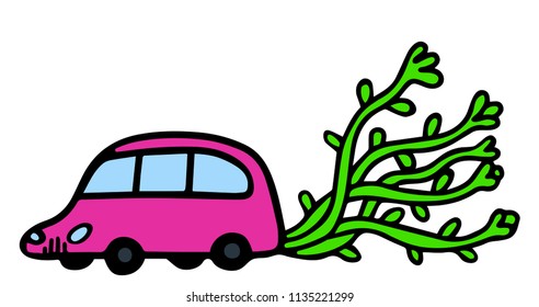 car expels flowers instead of smoke