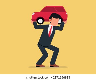 Car expenses, Suffer from bank mortgage or lease burden. Tired Businessman  struggle with financial payment