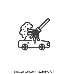 Car exterior dusting line icon. linear style sign for mobile concept and web design. Car cleaning service outline vector icon. Symbol, logo illustration. Vector graphics