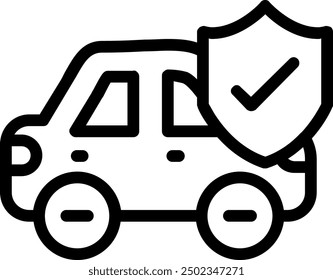 Car with a fabric protector Outline Vector Icon Design