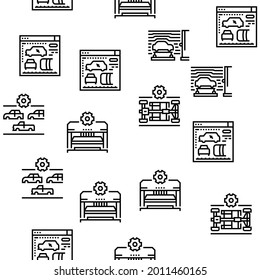Car Factory Production Vector Seamless Pattern Thin Line Illustration