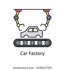 Car Factory vector filled outline icon design illustration. Manufacturing units symbol on White background EPS 10 File