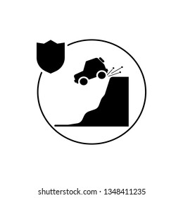Car, fall down, insurance icon illustration isolated vector sign symbol - insurance icon vector black - Vector