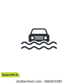 car falls in water icon sign logo template