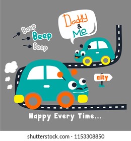 car family funny cartoon,vector illustration