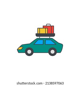 Car family trip icon in color icon, isolated on white background 