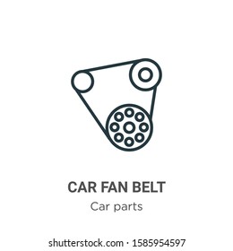 Car fan belt outline vector icon. Thin line black car fan belt icon, flat vector simple element illustration from editable car parts concept isolated on white background