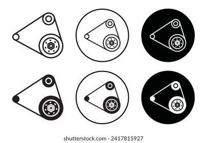 car fan belt vector icon set collection. car fan belt Outline flat Icon.