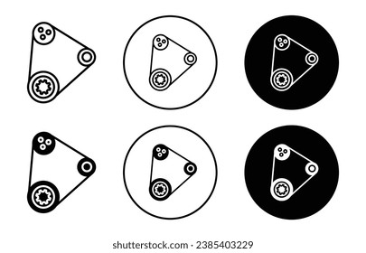 Car fan belt vector illustration set. Automotive engine belt icon for UI designs. Suitable for apps and websites.