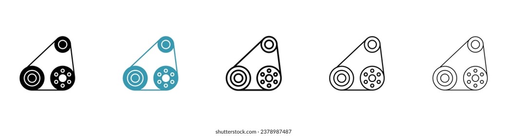 Autofan-Gürtel Vektorgrafik dünnen Linie Symbol Set. Vektor-Vektorsymbol für Automobil-Triebwerksgürtel für Webdesign