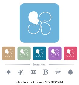 Car fan level 1 white flat icons on color rounded square backgrounds. 6 bonus icons included